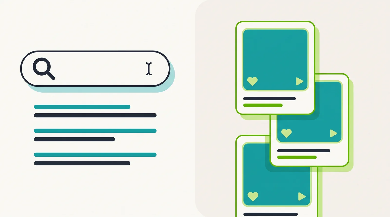 Comparación entre Google Ads y Meta Ads: una barra de búsqueda frente a un feed de redes sociales
